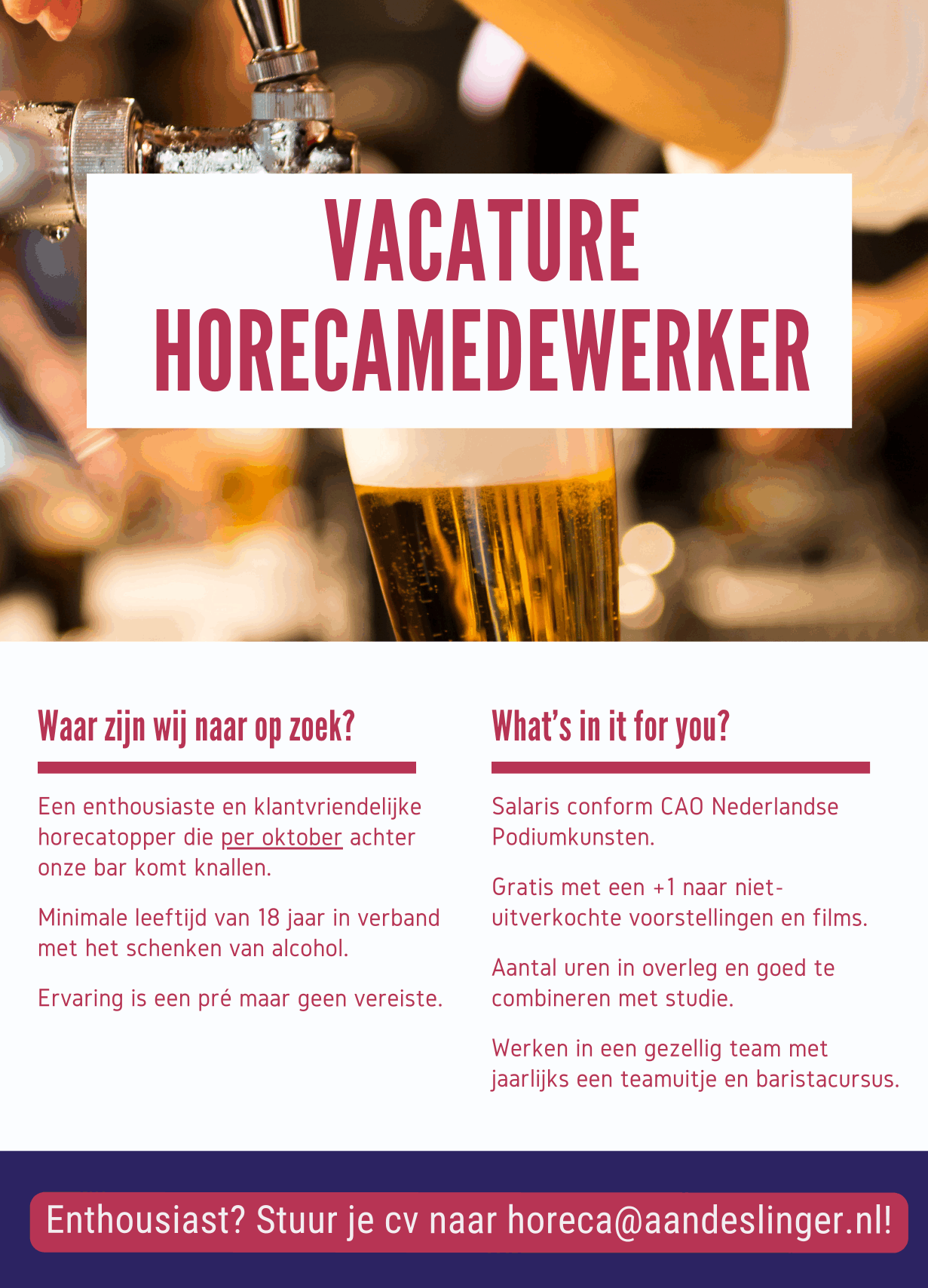 Vacature Horeca